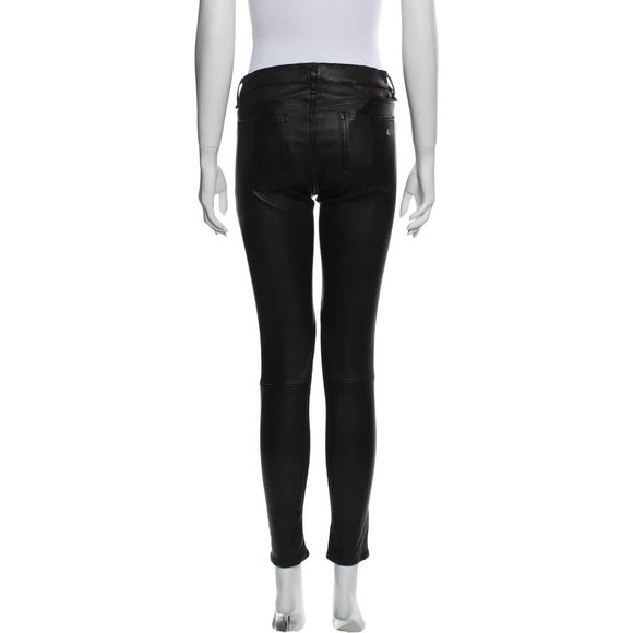 Rag & Bone Lamb Leather Skinny Jeans sz 25 Washed Black $1000 - Picture 4 of 11